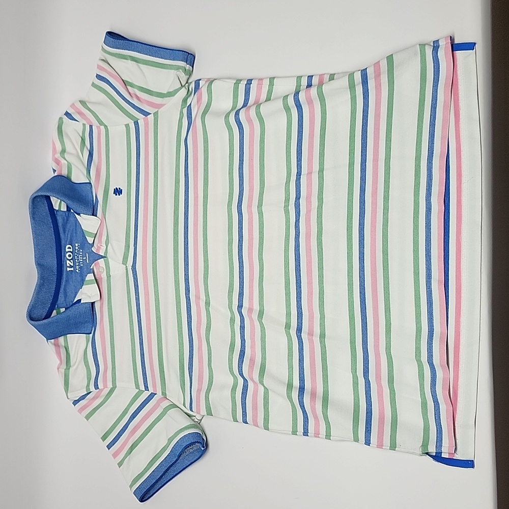 Izod Advantage Performance Natural Stretch Striped Polo Men's Size Large L